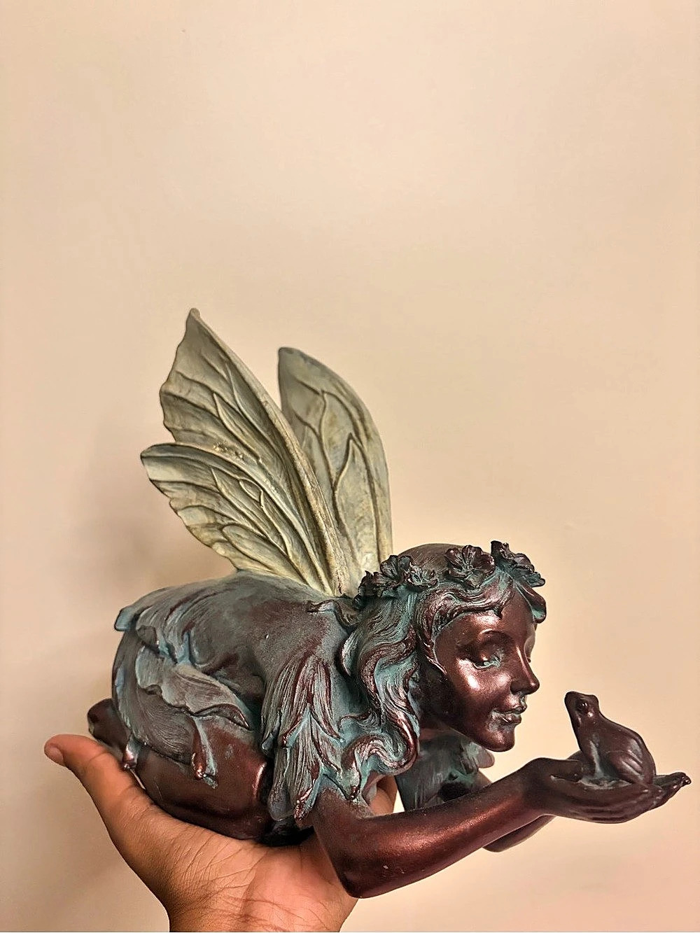 Fairy Figurine Sculpture in Brown & Green